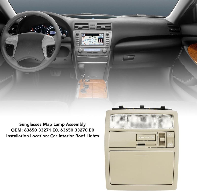 Klanata 63650-370-E0, Overhead Sunroof Switch Console, Interior Overhead Console with Glasses Storage, Car Roof Map Dome Light and Reading Lamp for Camry 2007-2011 - Image 2